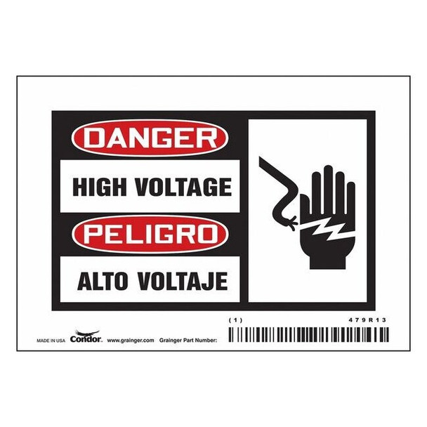 Condor Safety Sign,5"Wx3-1/2"H,0.020" Thick,PK5 479R13