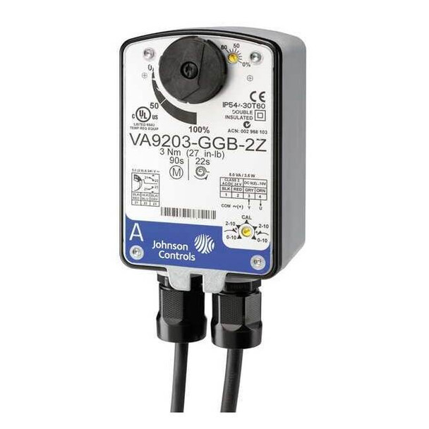 Johnson Controls Elec Act, 27 In.-lb., Proportional, 24VAC VA9203-GGA-2Z