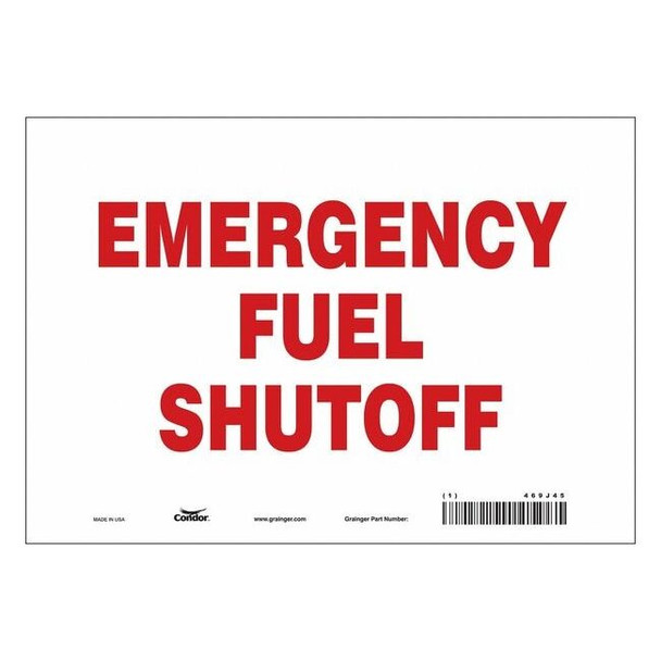 No Header, EMERGENCY FUEL SHUTOFF, 10 in W x 7 in H, Vertical Rectangle, Vinyl