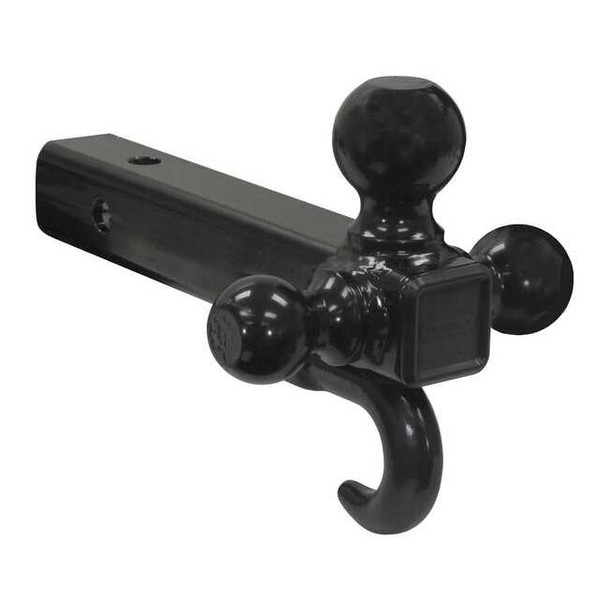 Tri-Ball Hitch Tubular Shank With Black Balls And Recovery Hook