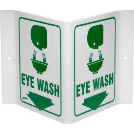 Brady V1EW03A Eye Wash ""V"" Sign 2 Sided Acrylic 9""W x 6""H