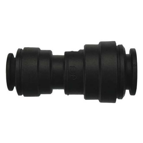 Push-Fit Union Fitting, 1/2 in, 3/8 in Tube Size, Polypropylene, Black, 10 PK