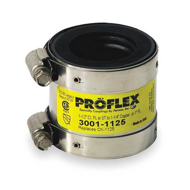 Fernco Shielded Coupling,For Pipe Size 1-1/2x1" 3001-110