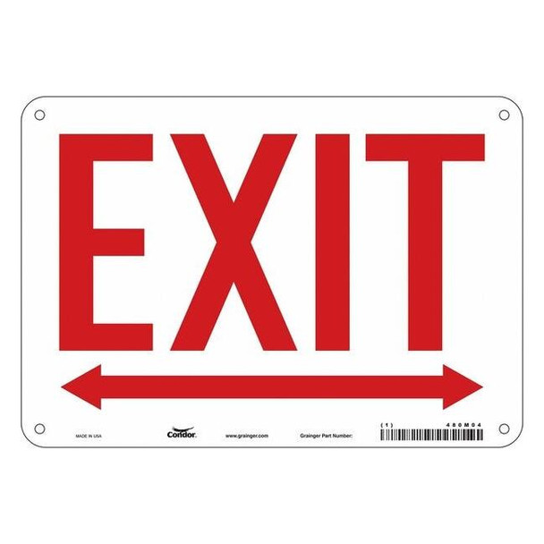 Condor Exit Sign, Aluminum, 10" W, 7" H, Exit, White 480M04