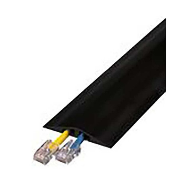 Cable Protector, 7/16 in H, 10 ft L, 3 in W, 2 Channel, Rubber, Black