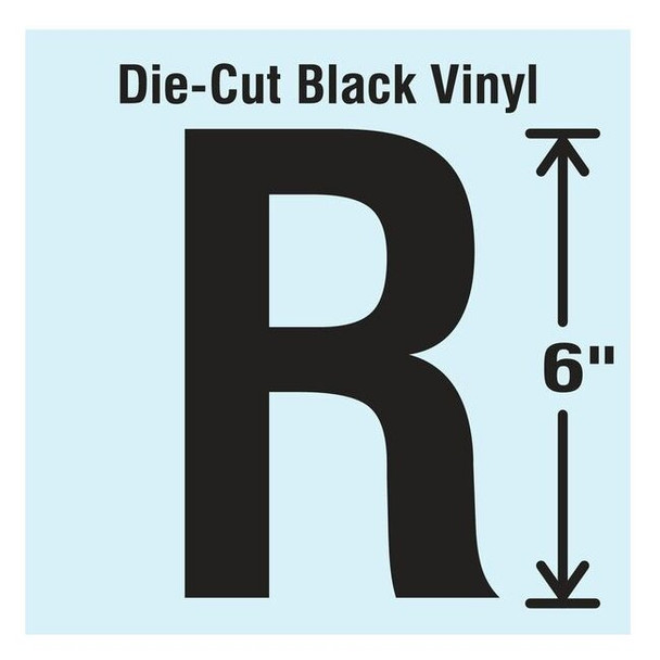 Stranco Letter Label, Vinyl, 6 in H, 3-1/2 in W DBV-SINGLE-6-R