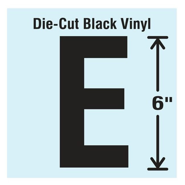 Stranco Letter Label, Vinyl, 6 in H, 3-1/2 in W DBV-SINGLE-6-E
