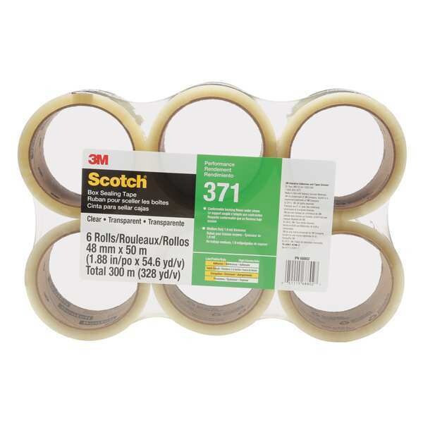 Scotch Box Sealing Tape,Clear,48mm W,PK6 371