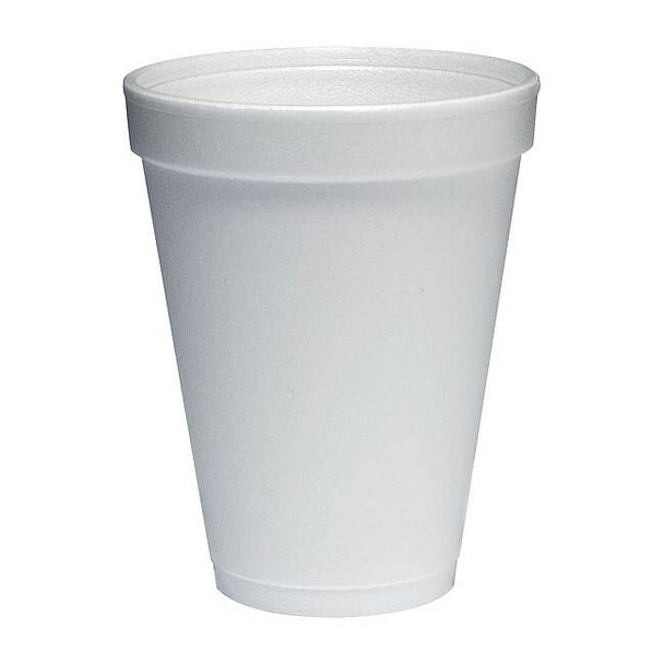 Dart Disposable Cup, Hot/Cold, Foam, 12 oz, White, PK1000 12J12