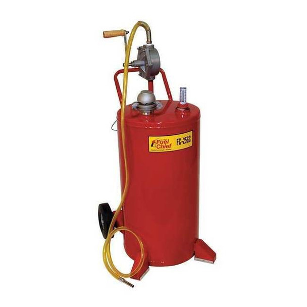 Fuel Caddy, Steel, 25 gal, Gasoline, Kerosene, 0.75 in, Red