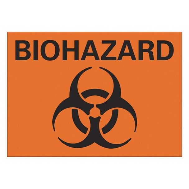 Biohazard Sign, 7 in H, 10 in W, Vertical Rectangle, English, LCU1-0053-NA_10x7