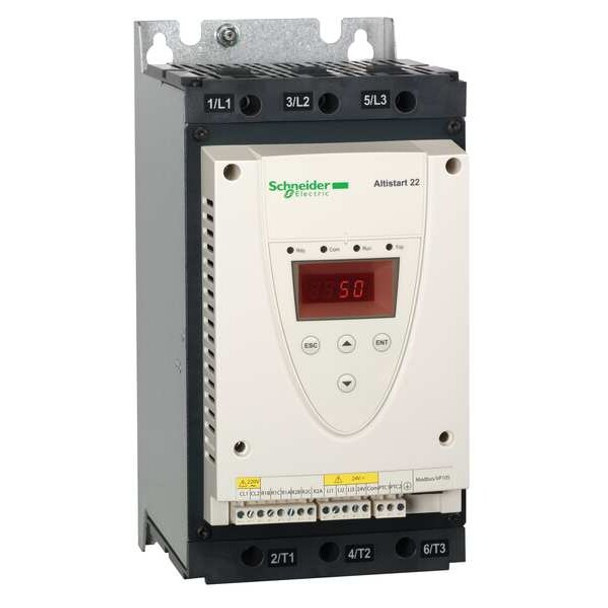 Schneider Electric Soft Start, 208-600VAC,63A,3 Phase ATS22D62S6U