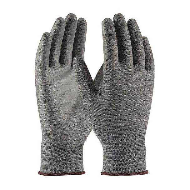 Coated Gloves, Polyurethane, Smooth, Palm, 2 Abrasion Level, Gray, S (7) 12 PK