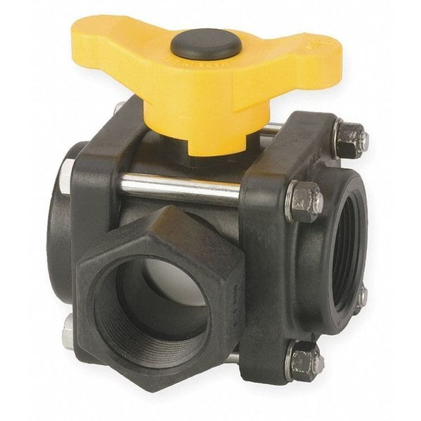 Banjo 1-1/2" FNPT Polypropylene Ball Valve 3-Way V150SL