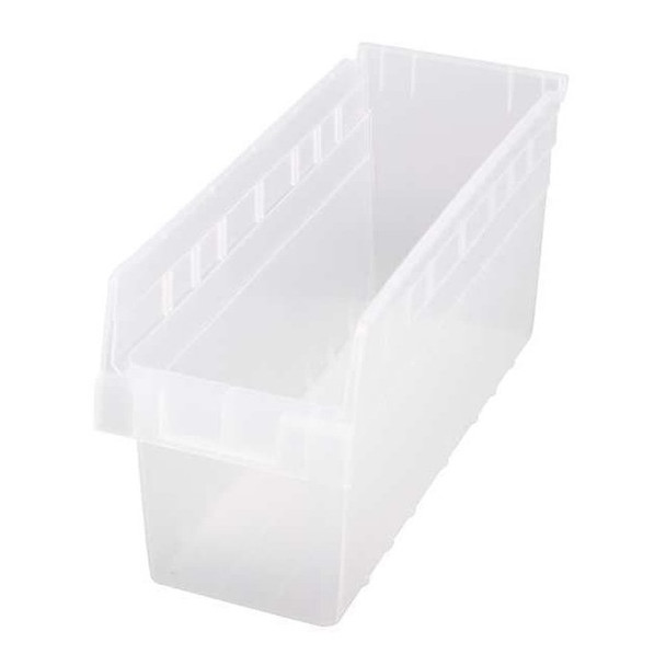 Shelf Storage Bin, Polypropylene, Clear, 8 in H, 6 5/8 in W, 17 7/8 in L