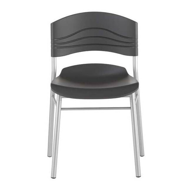 CafeWorks Chair, Graphite Seat and Back, Silver Frame, 18 in Seat Height, 2 PK