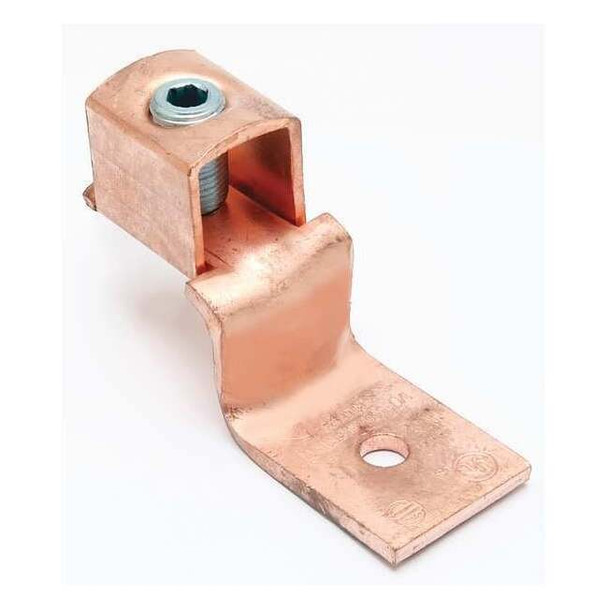 Burndy Mechanical Lug, 6 AWG Max, 1 Conductor, 1 Hole, #10 Stud, Copper KLU35