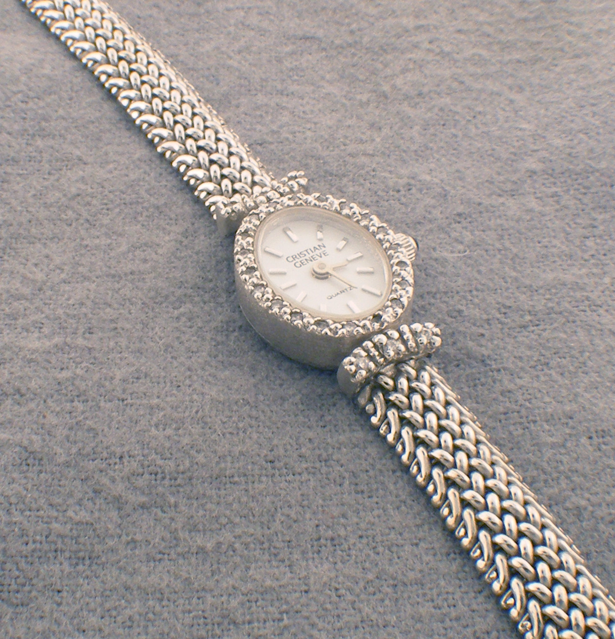 Diamond Christian Geneve Watch Men's Watch 925 Sterling Silver