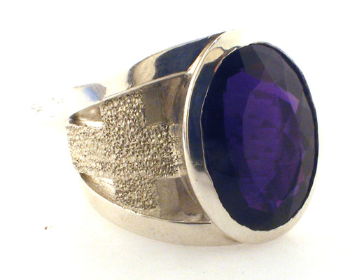 Sterling Silver / simulated amethyst  18 x 13mm.  also available in 14k and with a genuine stone