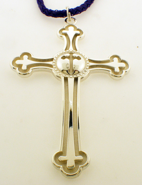 CAD designed pectoral cross. Center has a raised dome with an cross cut into it.