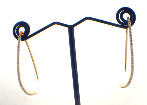 14 karat yellow gold diamond dangle earrings weighing 4.0 grams. Diamonds weigh a total of approx .50 ct 14 karat yellow gold diamond dangle earrings weighing 4.0 grams. Diamonds weigh a total of approx .50 ct