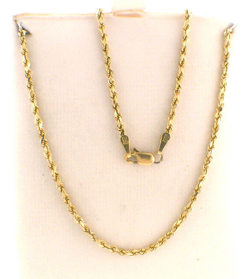 14 karat yellow gold diamond cut rope chain 18 inches weighing 6.9 grams