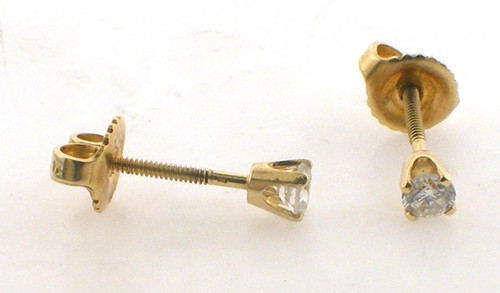 14 karat yellow gold screw back diamond earrings weighing .9 grams.  Diamonds weigh approx .20ct tw