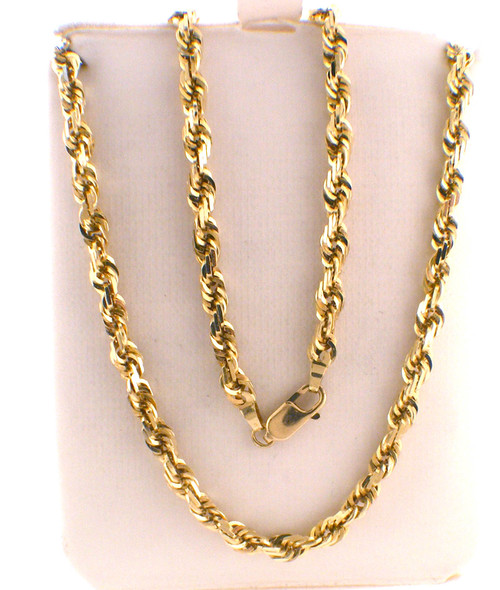 10 karat yellow gold solid diamond cut rope necklace 24 " weighing 25.7 grams
