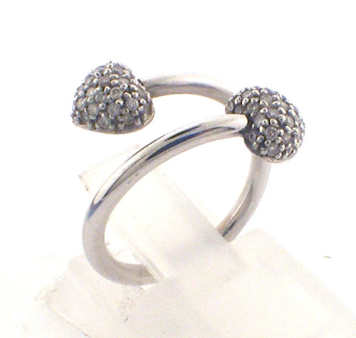 14 karat white gold pave diamond bypass ring weighing 3.0 grams.  Diamonds weigh a total of approx .50 cts. Finger size 5