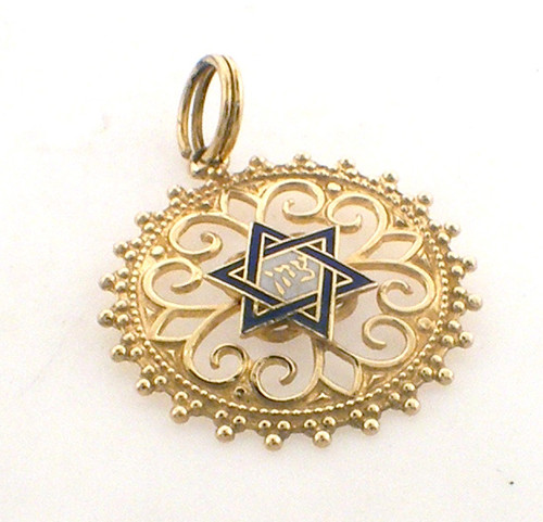 14 karat yellow gold enamel star if david weighing 1.7 grams