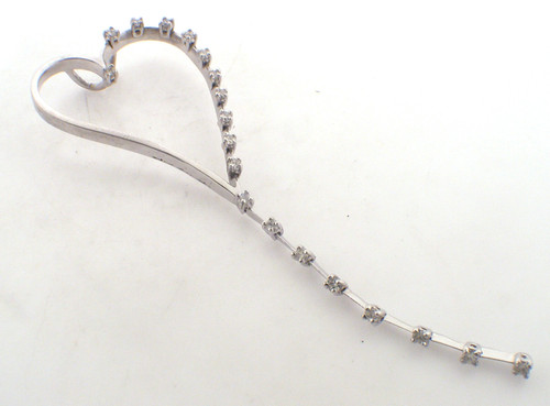 14 karat white gold diamond heart pendant with dangle diamonds weighing ~.50ct tw. weighs 6.4 grams