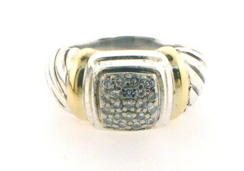 David Yurman "Noblesse"  ring  sterling / 18k  weighing 9.3 grams.  Finger size 7.75