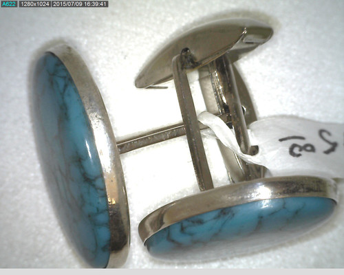 Sterling Silver Turquise cuff links weighing 10.9 grams