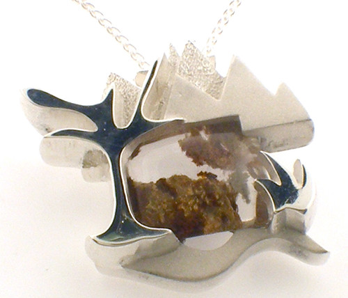 sterling silver moss agate custom pendant.
