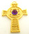 Celtic cross with amethyst center stone and braid around the center stone. in 14K gold, cross weighs 78 grams. This is a CAD design which allows it to be madein different specifications- price will be quoted