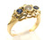 14 karat yellow gold diamond and sapphire ring weighing 3.9 grams.  Diamond approx .20ct G-H, SI1  Size 6.75