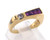14 karat yellow gold diamond and ruby ring weighing 4.1 grams. Finger size 4.  Diamond =.12ct.  Great pinky ring!