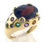 10 karat yellow gold 14x10 checkerboard garnet and multi color stone ring weighing 7.3 grams.  Finger size 7.25