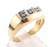 14 karat yellow gold 3 diamond ring weighing 6.9 grams.  Finger size 11.5.  Diamonds weigh approx .15ct tw