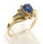 14 karat yellow gold Sapphire and Diamond ring weighing 4.7 grams.  Diamonds weigh approx .33ct tw.  Sapphire is 6.0 x 4.87mm  Finger size 8.5
