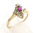 10 karat yellow gold simulated ruby and diamond ring weighing 2.1 grams. Finger size 6.5