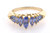 14 karat yellow gold tanzanite ring weighing 2.9 grams. Finger size 6