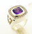 This is a Episcopal Ring with an Antique Cushion Cut Amethyst center stone.  It comes surrounded by diamonds which total 50/100 of a carat in weight or a braid instead than the diamonds.