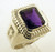 This is a rectangular ring with an amethyst stone.  The overall size of the ring is 19 x 17mm with a 12 x 10mm emerald cut amethyst stone.  It weighs 33 grams in 14 karat yellow gold.