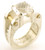 This is a custom made sterling silver and 14 karat yellow gold antique cushion cut White Topaz ring.  The White Topaz is 10 x 10mm  and has a checkerboard top.  The ring weighs 13.3 grams and is a ring size 5.75.