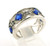 Sterling silver custom saraba simulated sapphire and cubic zirconia ring. Finger size 6.75.