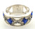 Sterling silver custom saraba simulated sapphire and cubic zirconia ring. Finger size 6.75.