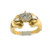 14 karat yellow gold and diamond engagement ring. The diamond TW is .18ct. Center stone is CZ but is exchangeable. The total weight of the ring is 4.9 grams and is made for a finger size of 6.5.