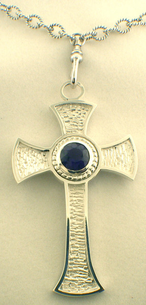 BCR6 is the smaller version of the BCR4. 2 inches by 1.5 Inches by 2.9mm. This cross also comes with Diamonds or a braid and an amethyst center stone. In 14K gold cross weighs 24 grams.