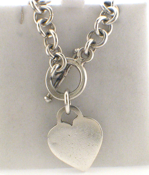 Sterling Silver Rolo necklace with heart weighing 47.4 grams